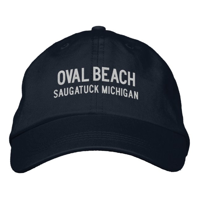 Oval Beach Michigan Embroidered Hat Broderad Keps (Framsida)