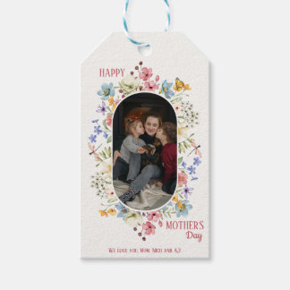 Oval Blommigt Ram med foto | Barn Dikt Mor Presentetikett