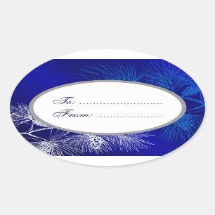 Oval Blue White Helgdag Anpassningsbar Gift Märkr Ovalt Klistermärke