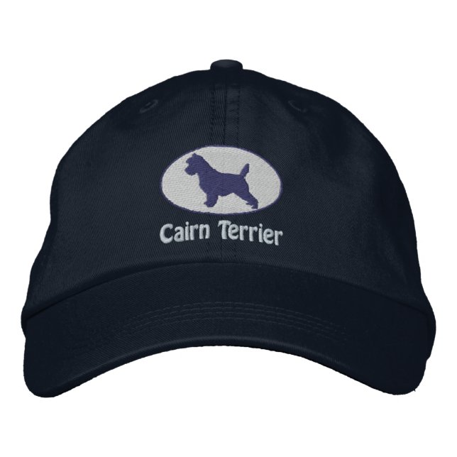 Oval Cairn Terrier Embroized Hat (Mörk) Broderad Keps (Framsida)