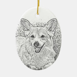 Oval Corgi-julprydnaden Julgransprydnad Keramik