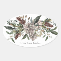 Oval dekal blomster jul tavla semester