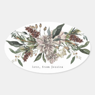 Oval dekal blomster jul tavla semester ovalt klistermärke