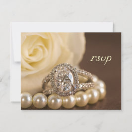 Oval Diamond Ring och Vit ros Bröllop OSA Card