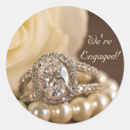 Oval Diamond Ring Vit ros Giftermål Förlovning Runt Klistermärke