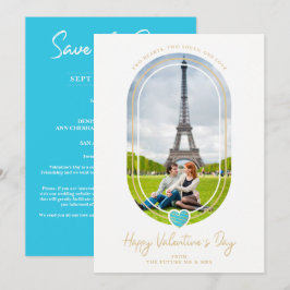 Oval Effect Blue Heart Happy Valentine's Day Photo Spara Datumet