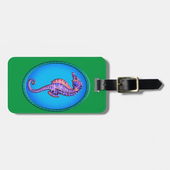 Oval färgrik Seahorse Bagagebricka (Horisontell Framsida)
