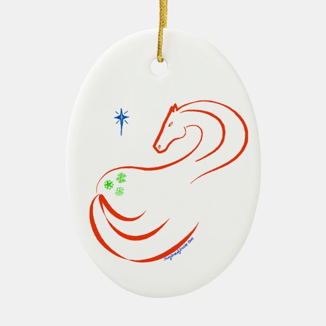 Oval för prydnad för jul för julgransprydnad keramik (Framsidan)