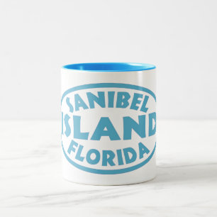 Oval för Sanibel öFlorida blått Två-Tonad Mugg