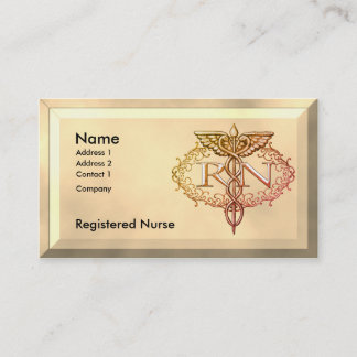 Oval Guld Caduceus RN Nurse Visitkort