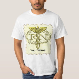 Oval Guld Kaducé RN Sjuksköterska T Shirt