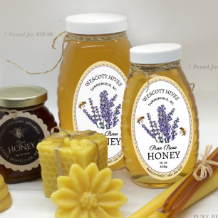 Oval Honung Label Lavender & Bees Queenline Burk Ovalt Klistermärke