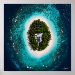 Oval Island Lyx Villa Satellitvy Poster