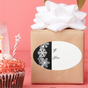 Oval jul Gift Märkre Sticker-Snöflingor Ovalt Klistermärke