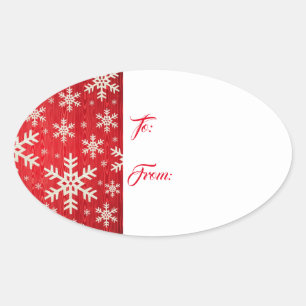 Oval jul Gift Märkre Sticker-Snöflingor Ovalt Klistermärke