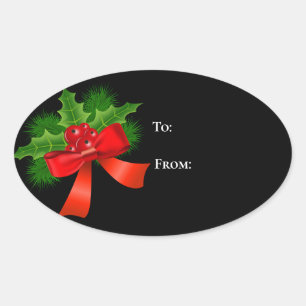 Oval jul Gift Märkre Stickers Ovalt Klistermärke