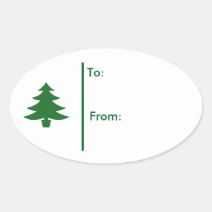 Oval Julgran Gift Märkre Sticker-Grönt Ovalt Klistermärke