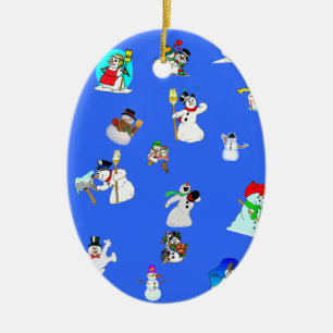 oval julprydnad för snögubbear julgransprydnad keramik