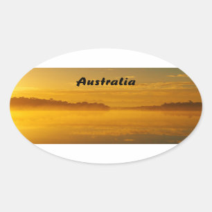 Oval-klistermärke - gyllene soluppgång Australien Ovalt Klistermärke
