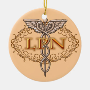 Oval koppar Caduceus LPN Nurse Julgransprydnad Keramik