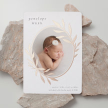 Oval Laurel | Foil Birth Notice