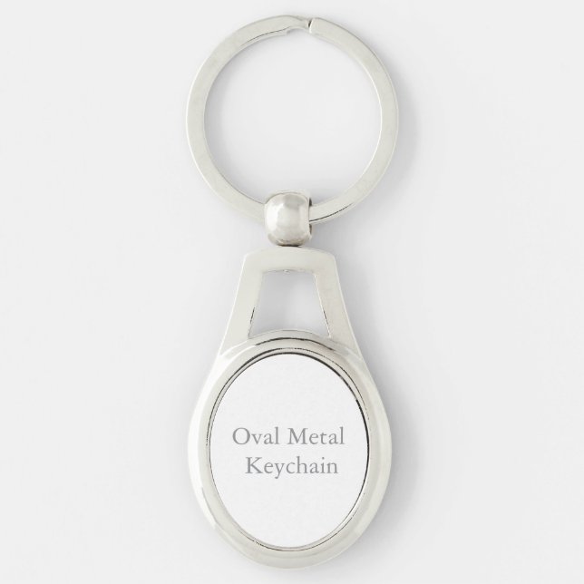 Oval metallnyckelring ovalt silverfärgad nyckelring (Framsidan)