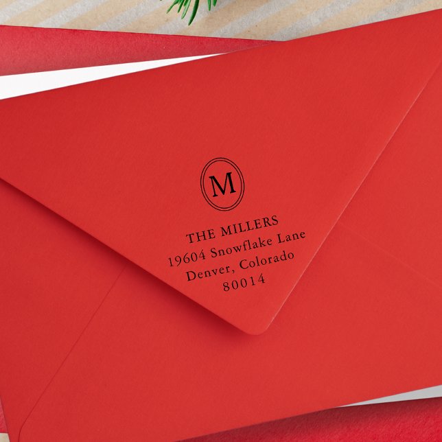 Oval Monogram Personalized Return Address Självfärgande Stämpel (Skapare uppladdad)