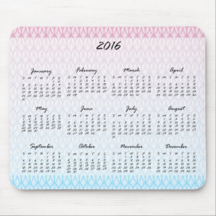Oval mönsterkalender 2016 för lutning musmatta