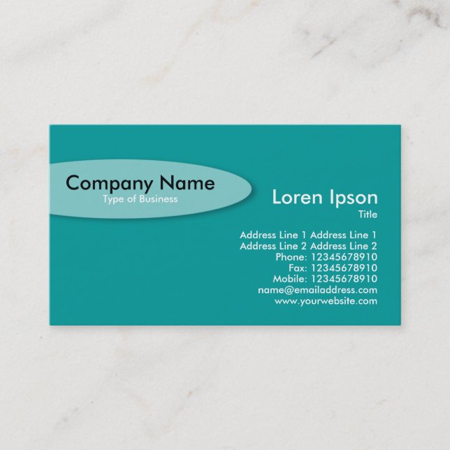 Oval - Mörk Turkos Visitkort (Framsida)