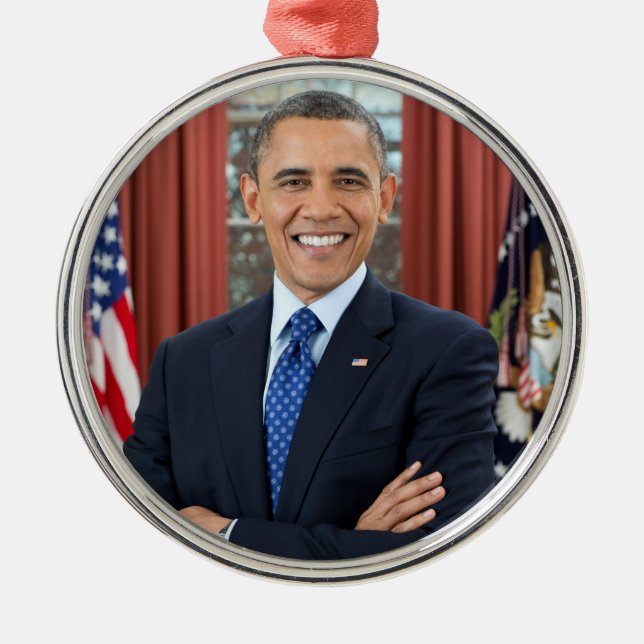 Oval Office Porträtt, Obama Barack, USA:s presiden Julgransprydnad Metall (Framsidan)