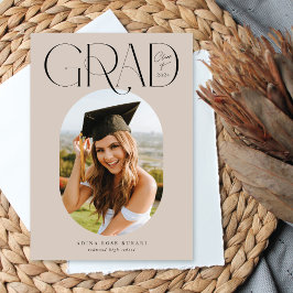 Oval One Photo Beige Studenten annons Card Meddelande