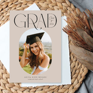 Oval One Photo Beige Studenten annons Card Meddelande