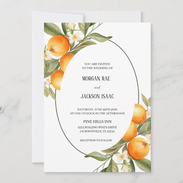 Oval Oranges bröllopsinbjudan Inbjudningar (Framsida)