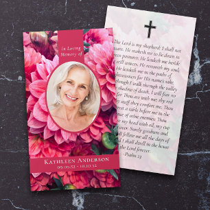 Oval Photo Blommigt Memorial Prayer Card