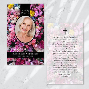 Oval Photo Blommigt Memorial Prayer Card