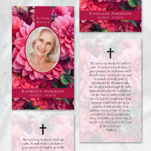 Oval Photo Blommigt Memorial Prayer Card