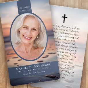 Oval Photo Ocean Memorial Prayer Card Visitkort