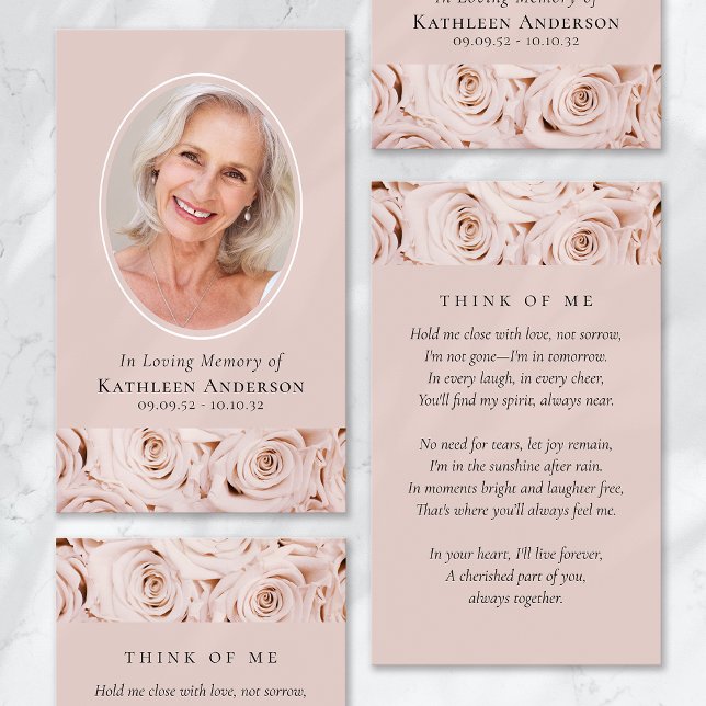 Oval Photo Rosa ros PM Prayer Card (Skapare uppladdad)