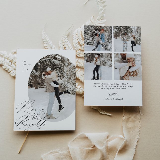 Oval Photo Script Typografi Enkel jul Julkort (Skapare uppladdad)