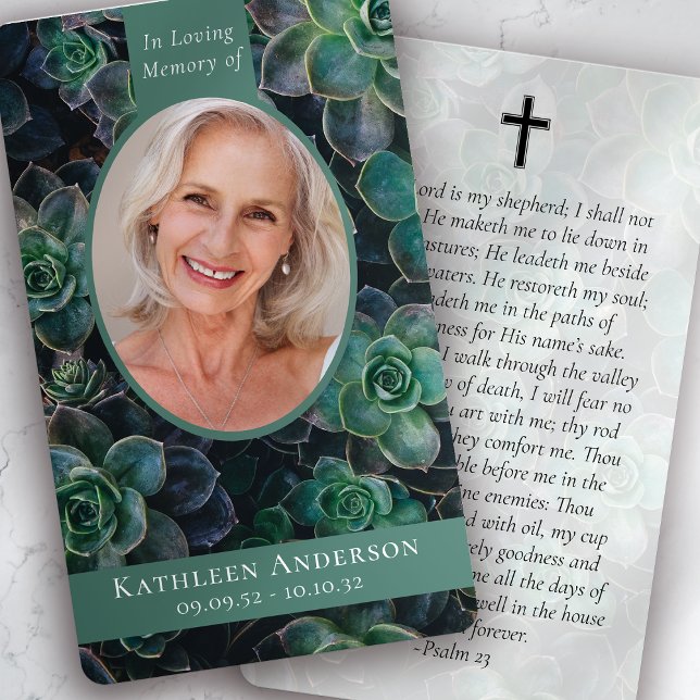 Oval Photo Succulorial Prayer Card (Skapare uppladdad)