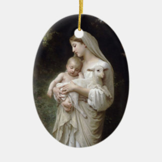 Oval prydnad för Bouguereau oskuld Julgransprydnad Keramik