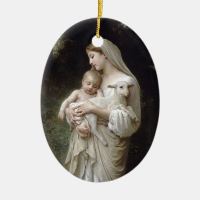 Oval prydnad för Bouguereau oskuld Julgransprydnad Keramik (Framsidan)