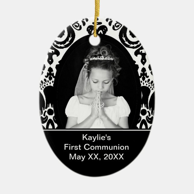 Oval prydnad för första nattvardsgång julgransprydnad keramik (Framsidan)