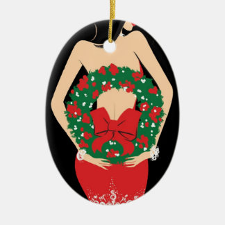 Oval prydnad för kran julgransprydnad keramik