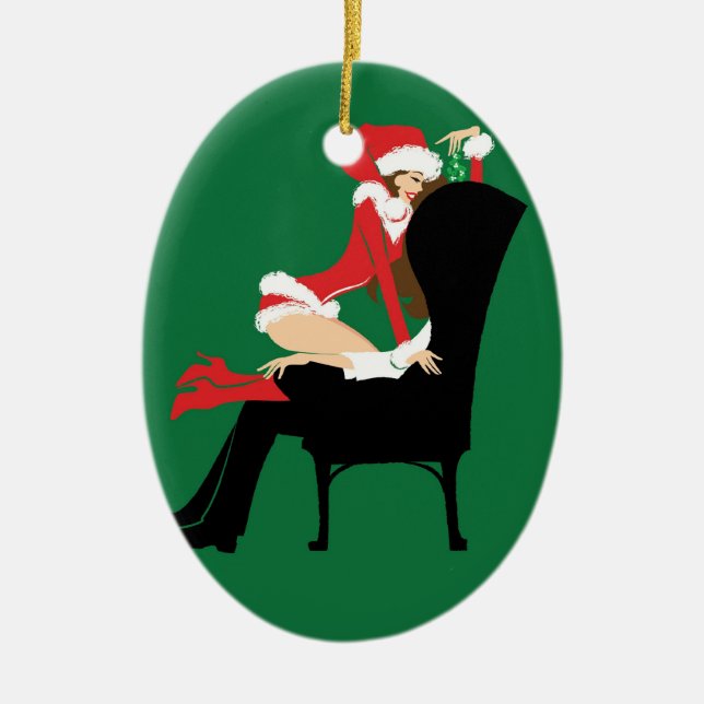 Oval prydnad för Mistletoe Julgransprydnad Keramik (Framsidan)