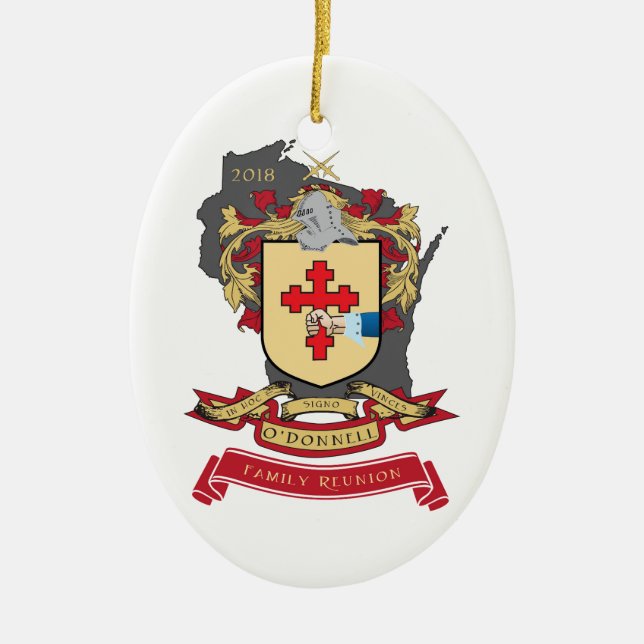 Oval prydnad för O'Donnell familjmöte Julgransprydnad Keramik (Framsidan)