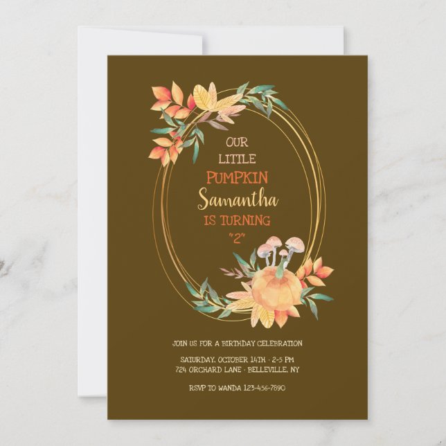 Oval Pumpkin Ram DU PLOCKA BACKGROUND FÄRG Inbjudningar (Framsida)