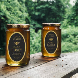 Oval Queenline Honung Burk Bee Apiary Guld Vintage Ovalt Klistermärke