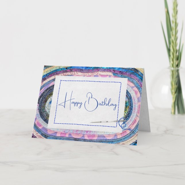 Oval Quilted Matta för födelsedagen Kort (Framsida)