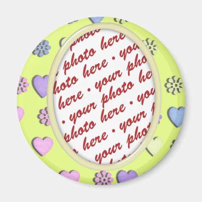 Oval Ram gult med hjärta Magnet (Framsidan)